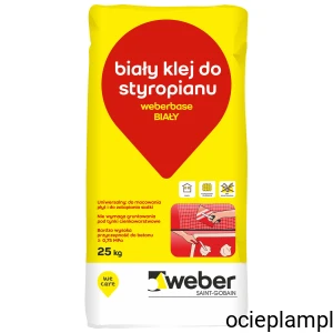 weberbase BIAŁY - biały klej do styropianu białego i grafitowego, wzmocniony włóknami, do mocowania płyt i zatapiania siatki